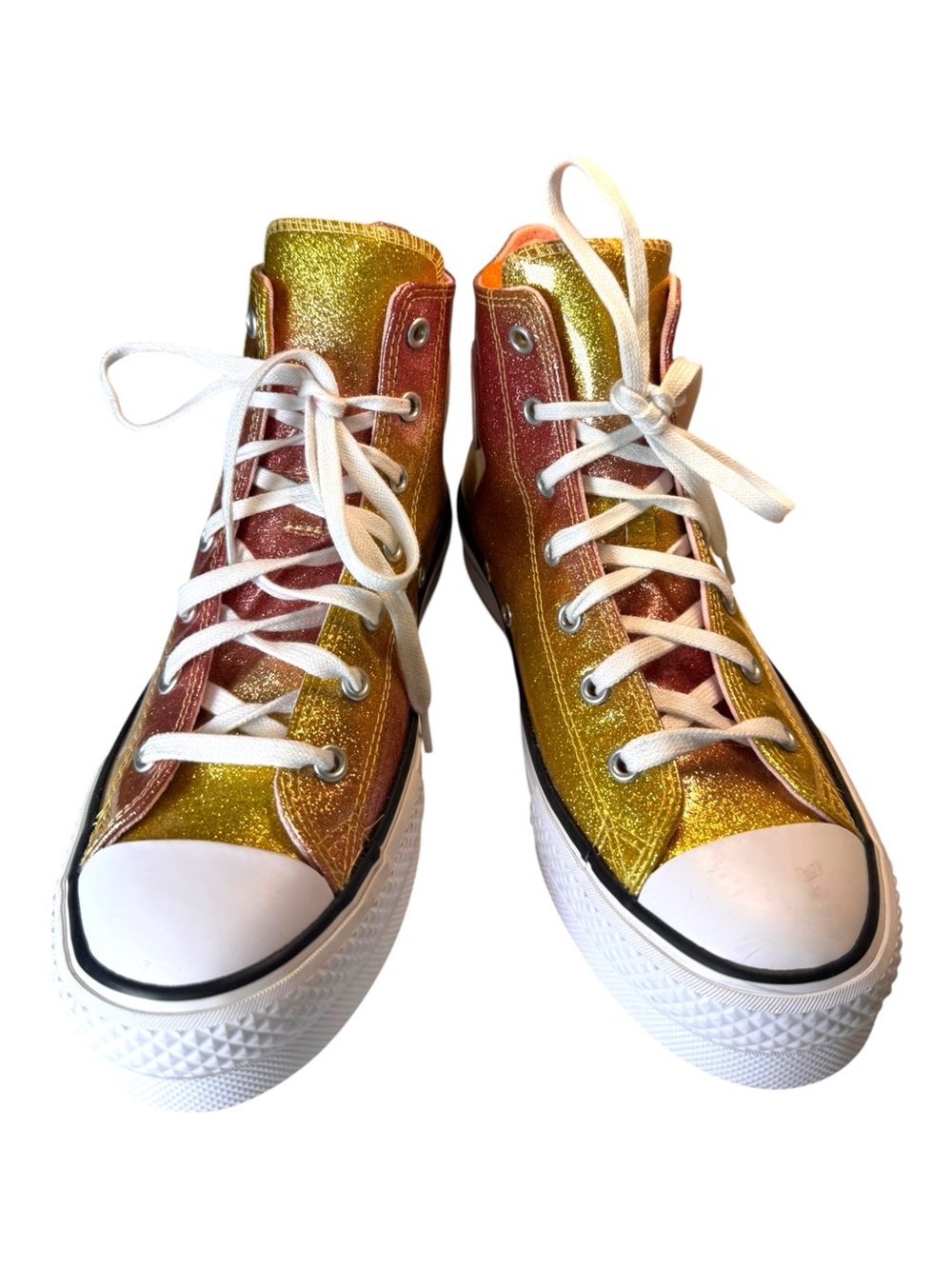 Converse Kids Chuck Taylor Platform Glitter High Top Sneakers Gold Pink 6